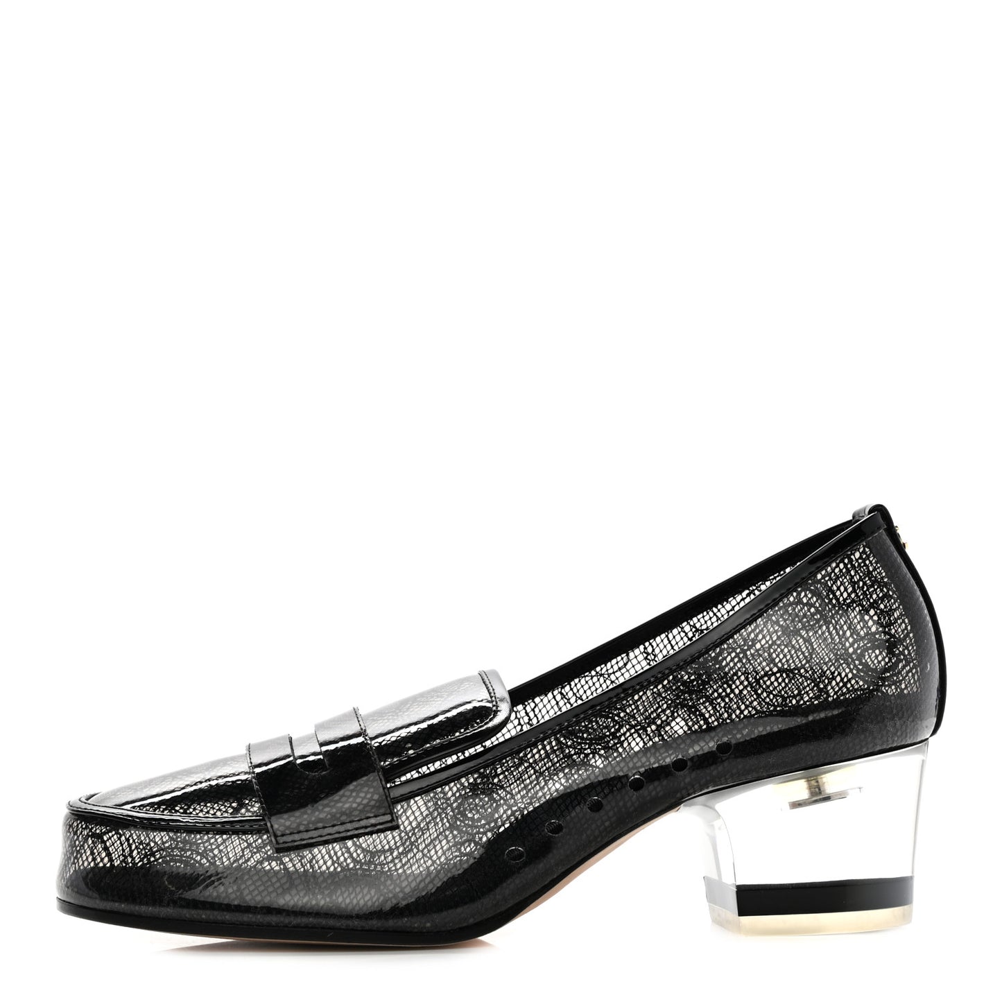 Calfskin PVC Patent Mocassin Loafers 38 Transparent Black