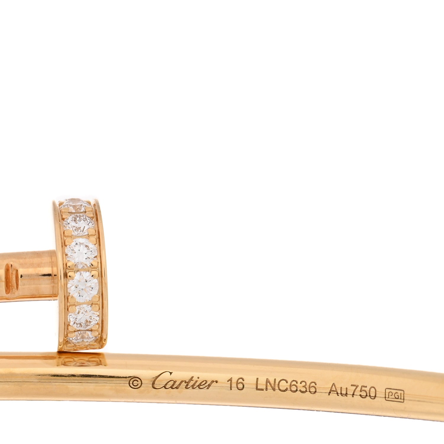 Cartier 18K Yellow Gold Diamond Small Juste Un Clou Bracelet 16 3 of 5
