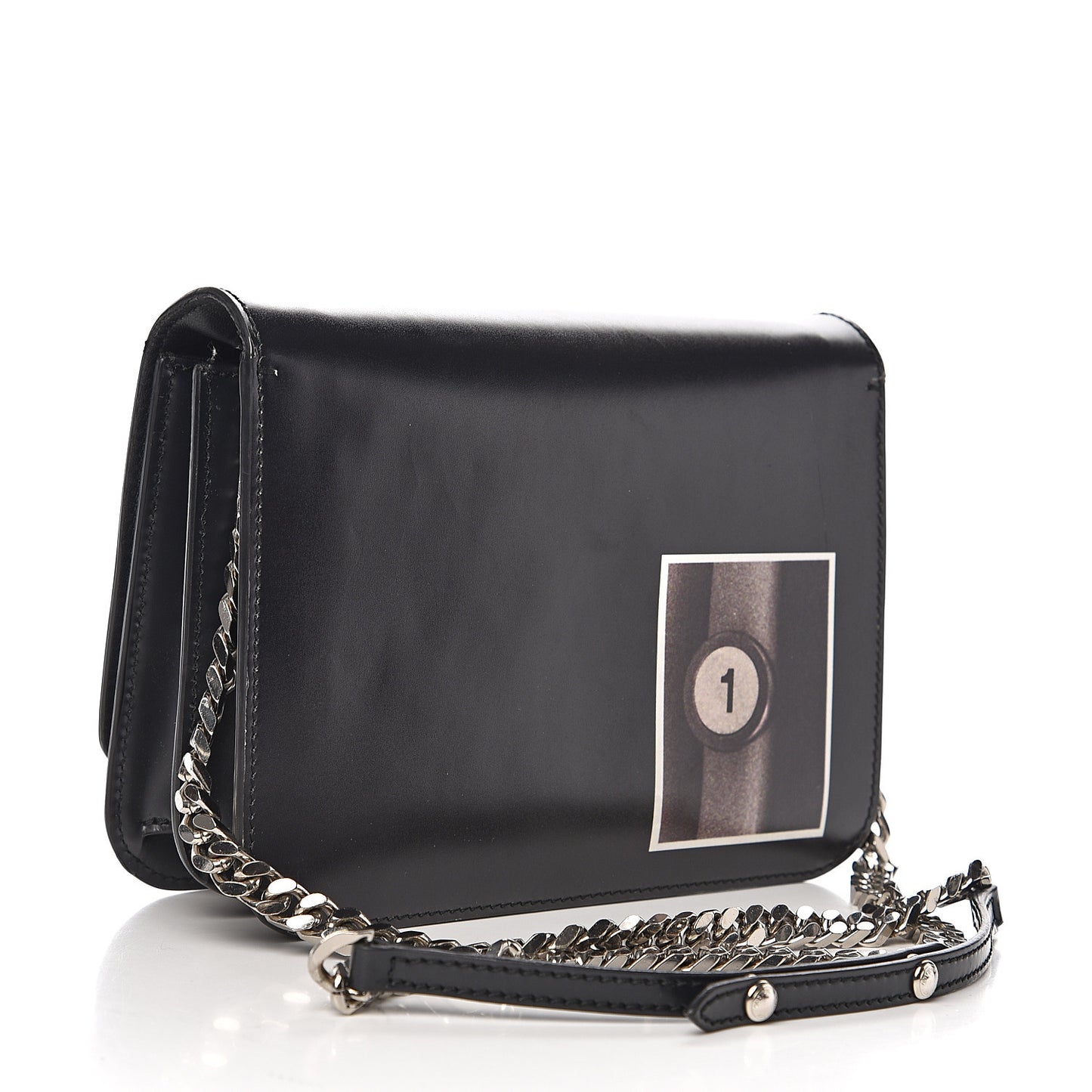 Calfskin Montage Print Small TB Bag Black
