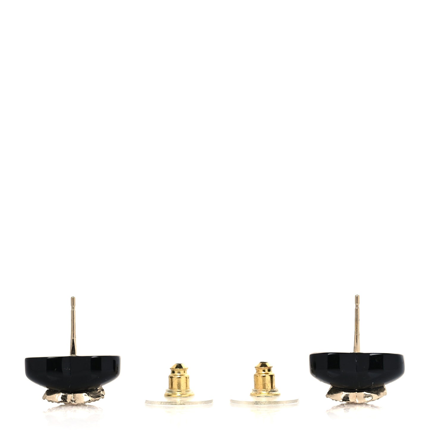 Resin Crystal CC Heart Earrings Black Gold