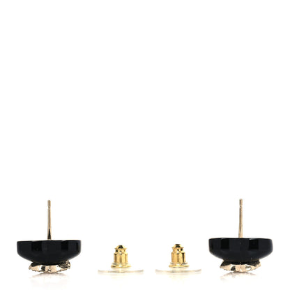 Chanel Resin Crystal CC Heart Earrings Black Gold 3 of 5