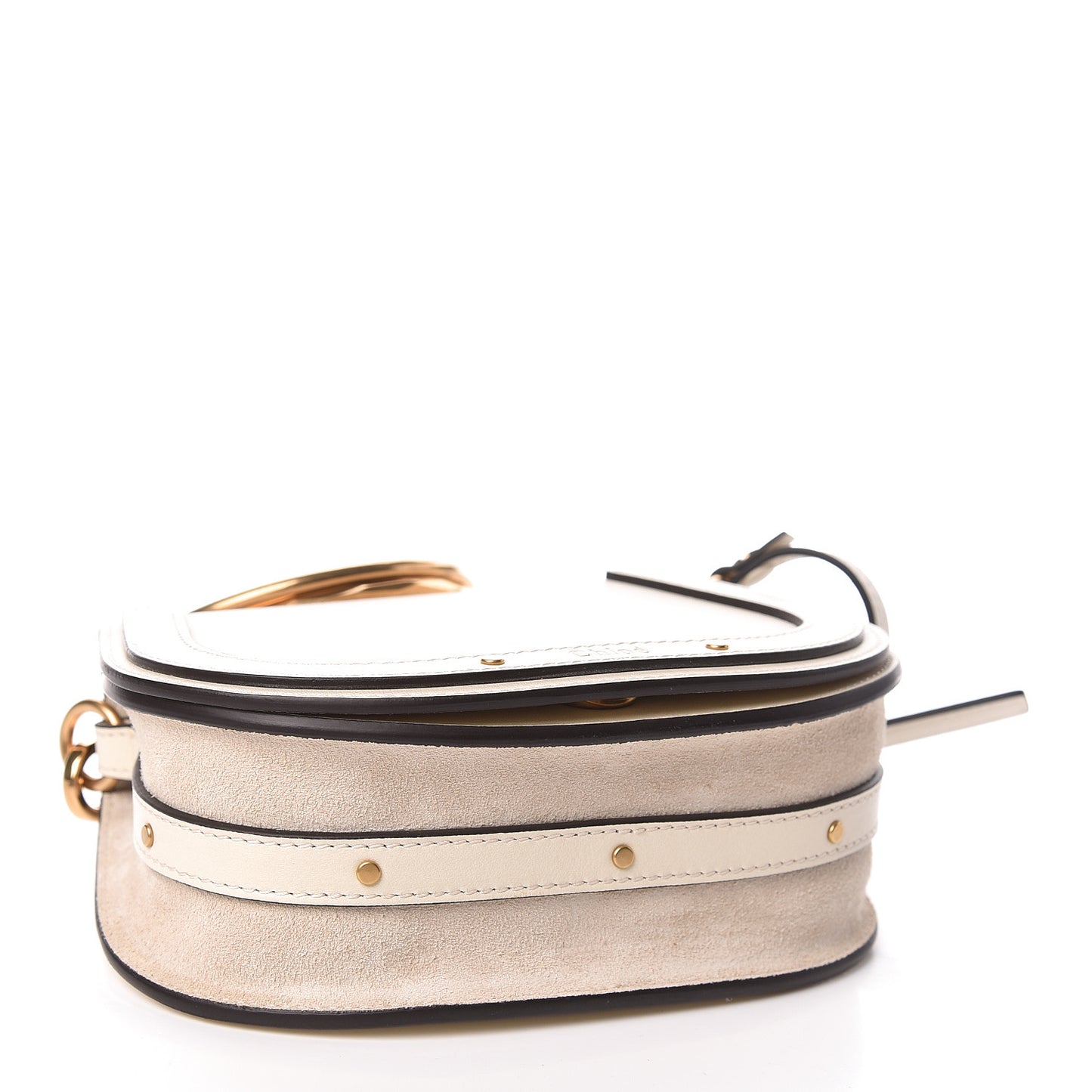 Calfskin Suede Small Nile Bracelet Bag Off White
