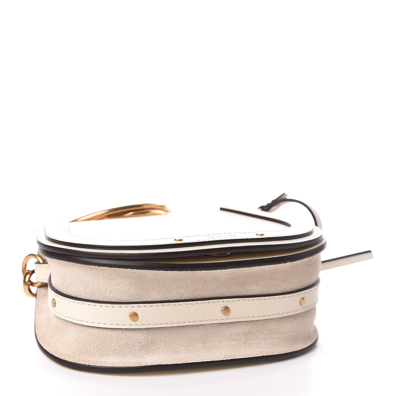 Chloe Calfskin Suede Small Nile Bracelet Bag Off White 4 of 9