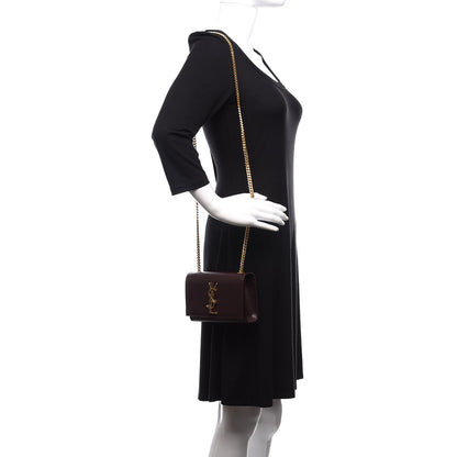 Saint Laurent Grain De Poudre Small Monogram Kate Satchel Armaranto 2 of 9