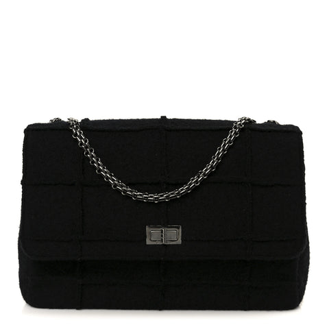 Wool Jumbo Chocolate Bar Mademoiselle Flap Black