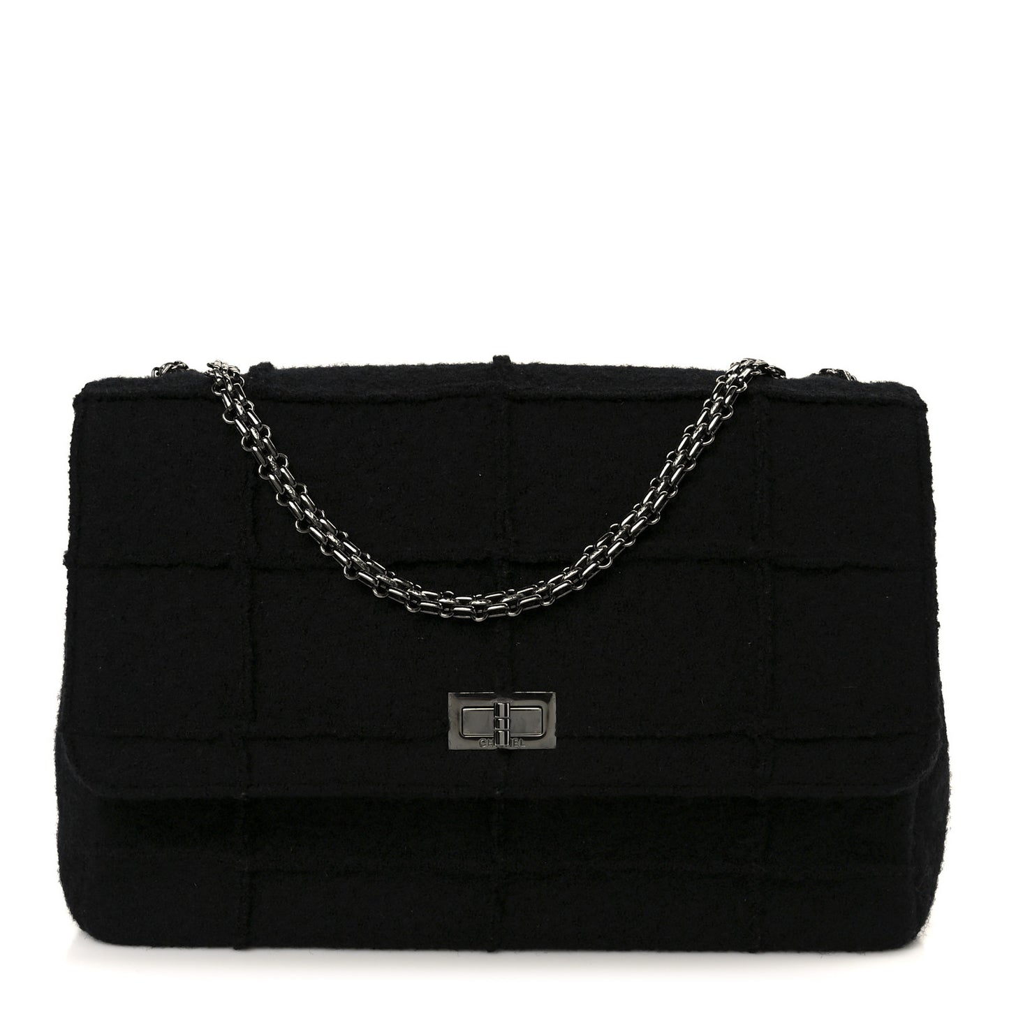 Wool Jumbo Chocolate Bar Mademoiselle Flap Black