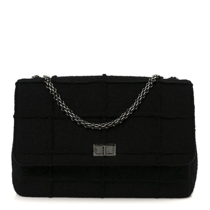 Chanel Wool Jumbo Chocolate Bar Mademoiselle Flap Black 1 of 12