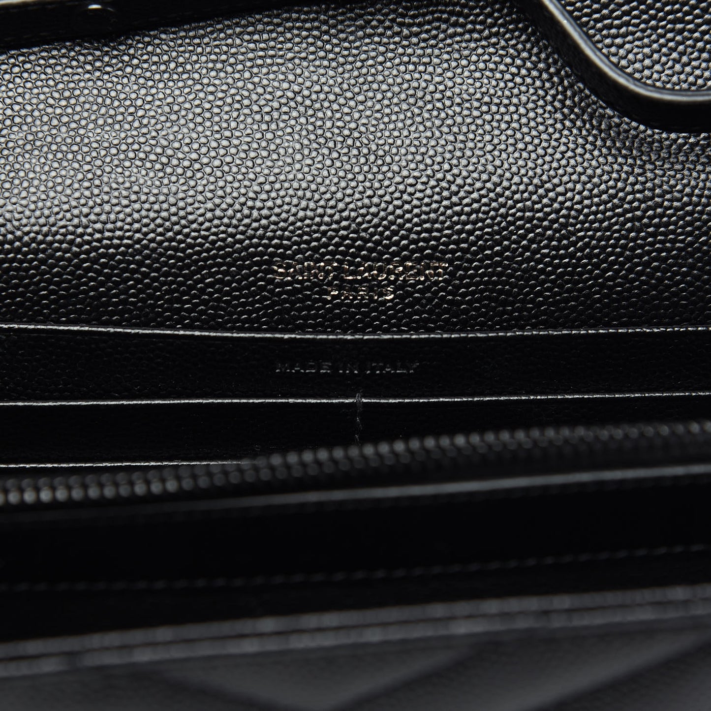 Grain De Poudre Matelasse Chevron Monogram Chain Wallet Black