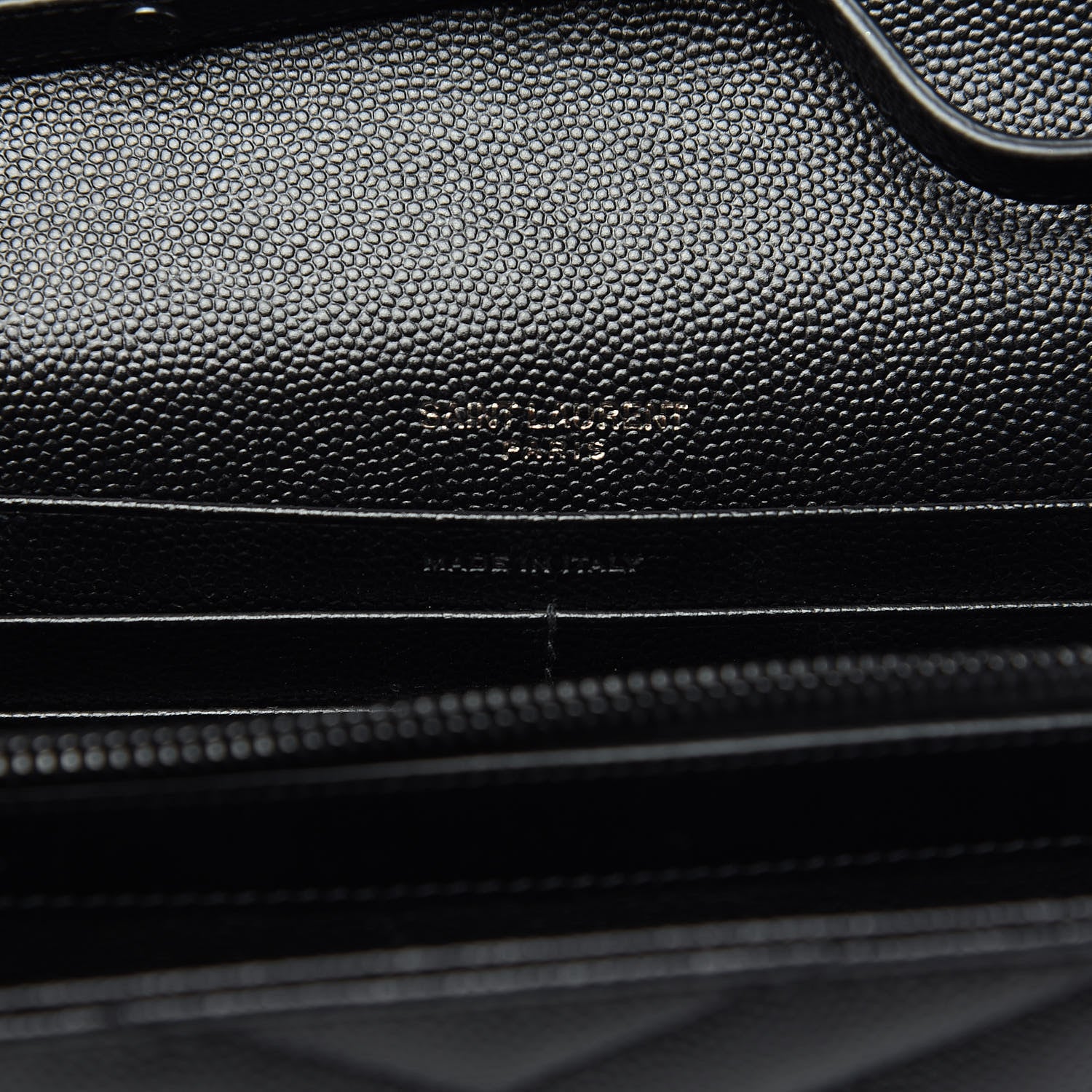 Saint Laurent Grain De Poudre Matelasse Chevron Monogram Chain Wallet Black 5 of 9