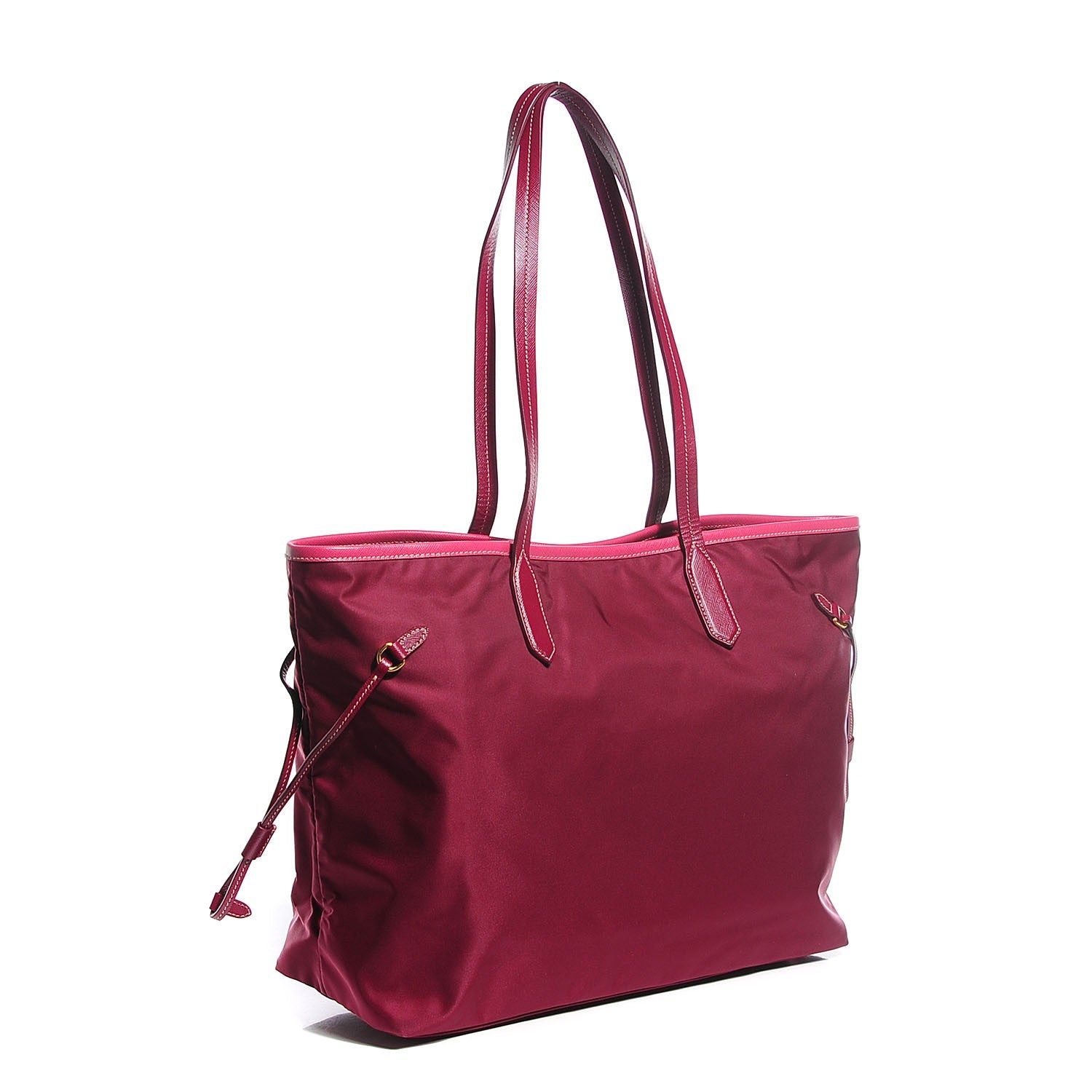 Prada Saffiano Tessuto Nylon Tote Bordeaux 3 of 9