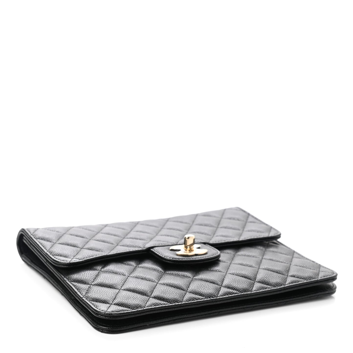 Caviar Quilted Square Flap Clutch Black