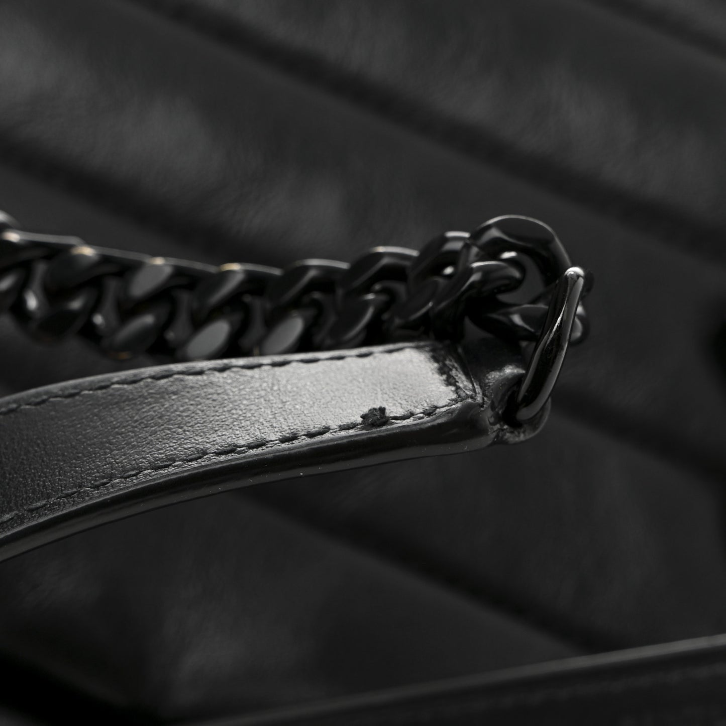 Calfskin Y Quilted Monogram Monochrome Large Loulou Chain Satchel Black