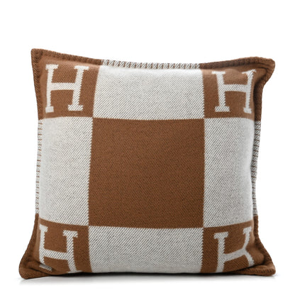 Hermes Wool Cashmere Avalon Pillow PM Ecru Camel 1 of 3