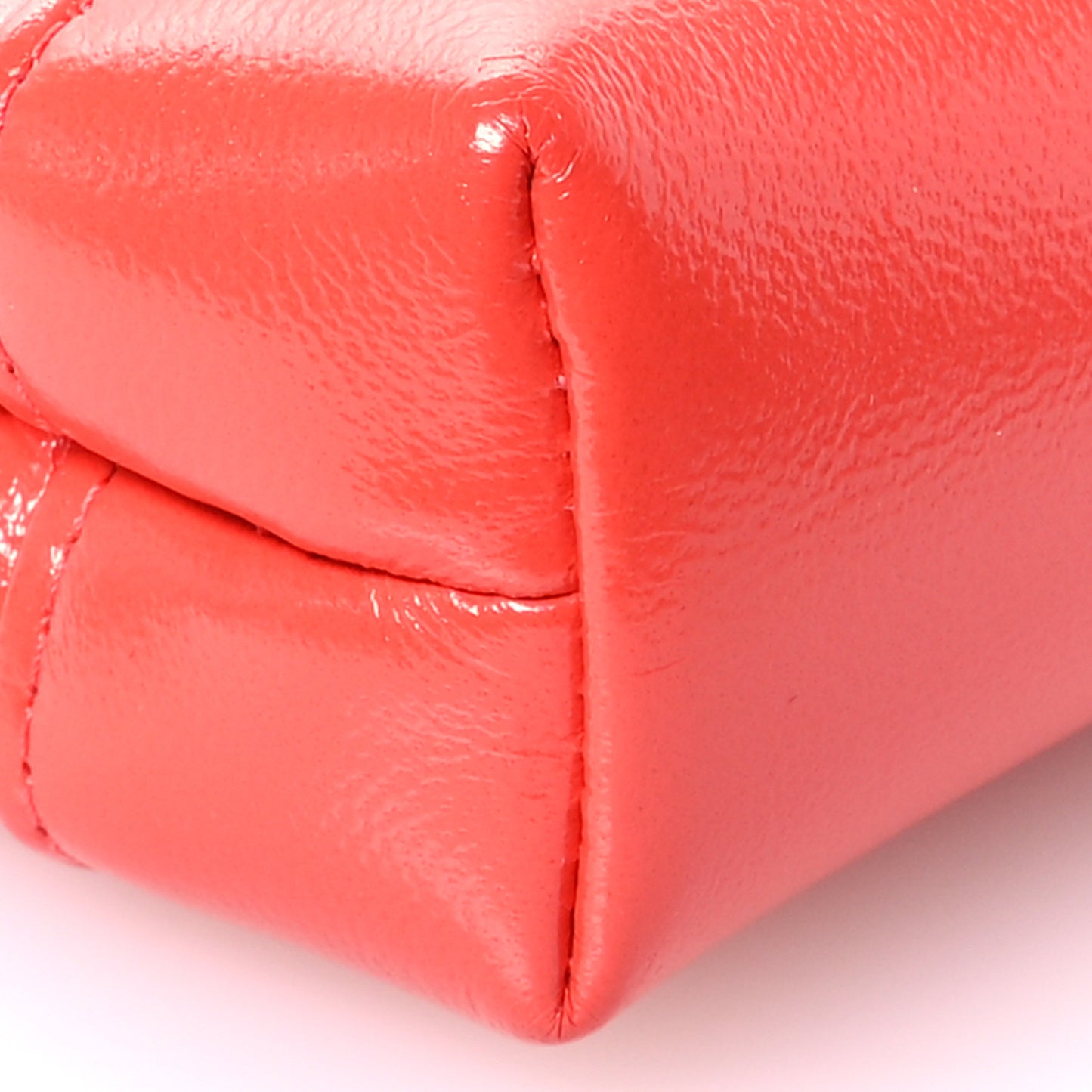 Shiny Lambskin Quilted Micro 31 Clutch With Chain Dark Orange