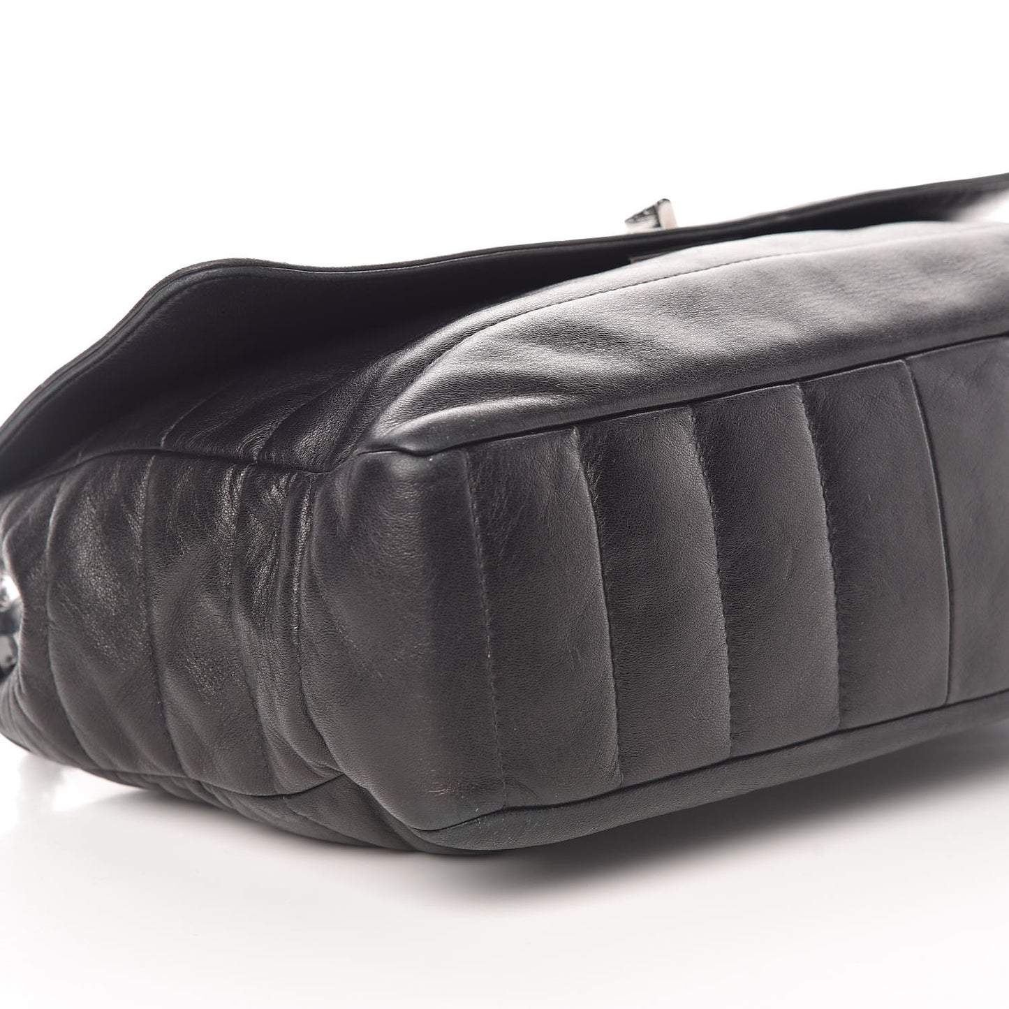 Lambskin Horizontal Quilt Mademoiselle Flap Black