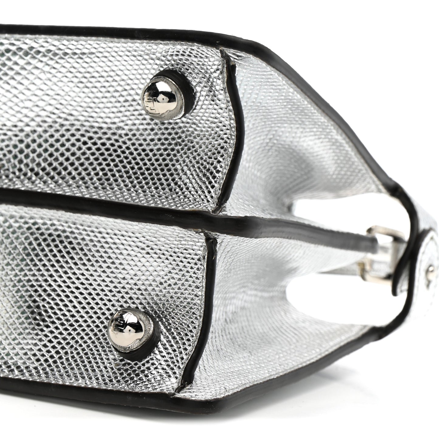 Metallic Karung Petite Peekaboo I SEE U Satchel Argento