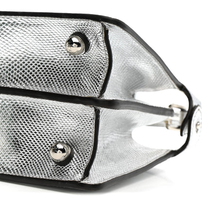 Fendi Metallic Karung Petite Peekaboo I SEE U Satchel Argento 12 of 15