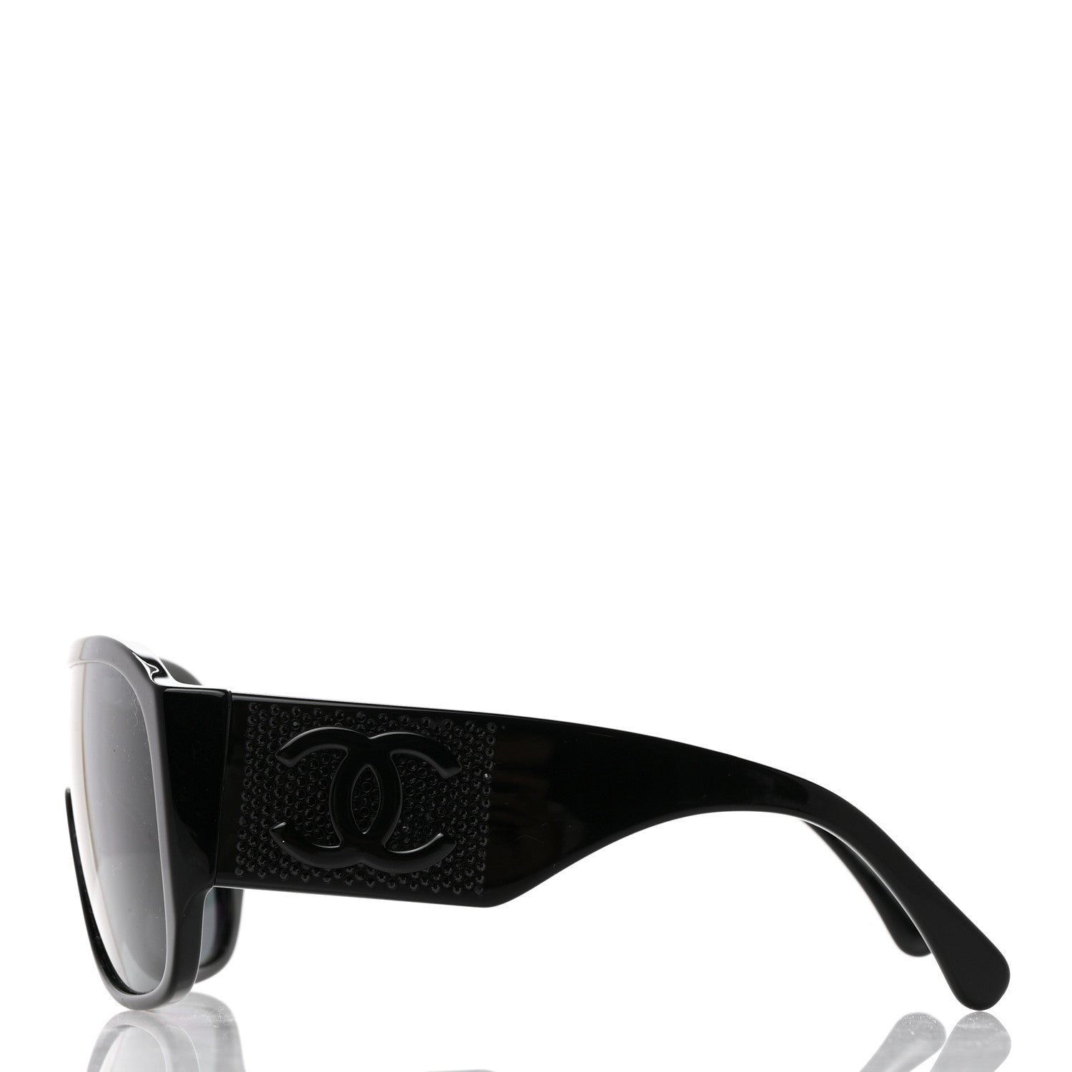Chanel Acetate Crystal CC Shield Sunglasses 5466-B-A Black 3 of 9