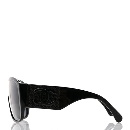 Chanel Acetate Crystal CC Shield Sunglasses 5466-B-A Black 3 of 9