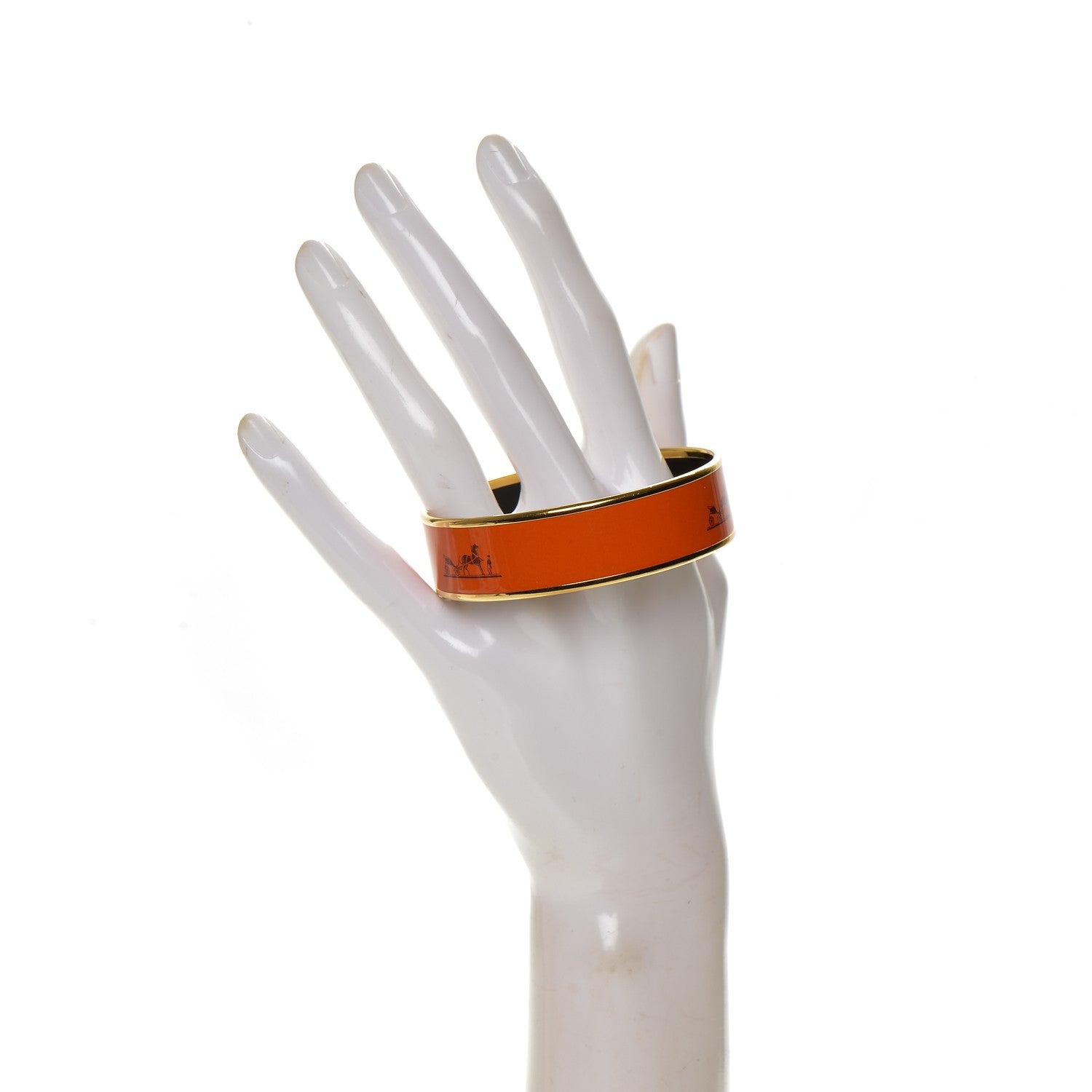 Hermes Enamel Printed Caleche Wide Bracelet 65 Orange 2 of 4