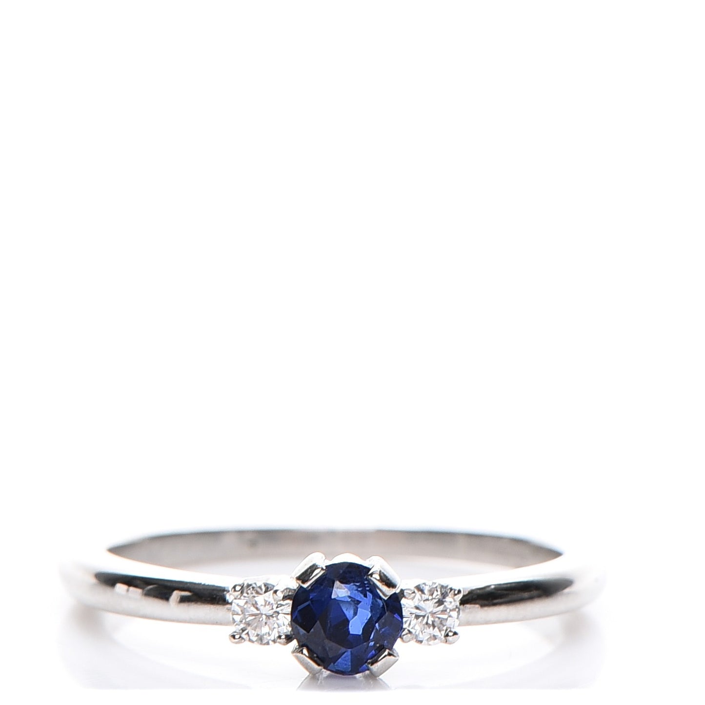 Platinum Diamond Blue Sapphire Ring 7