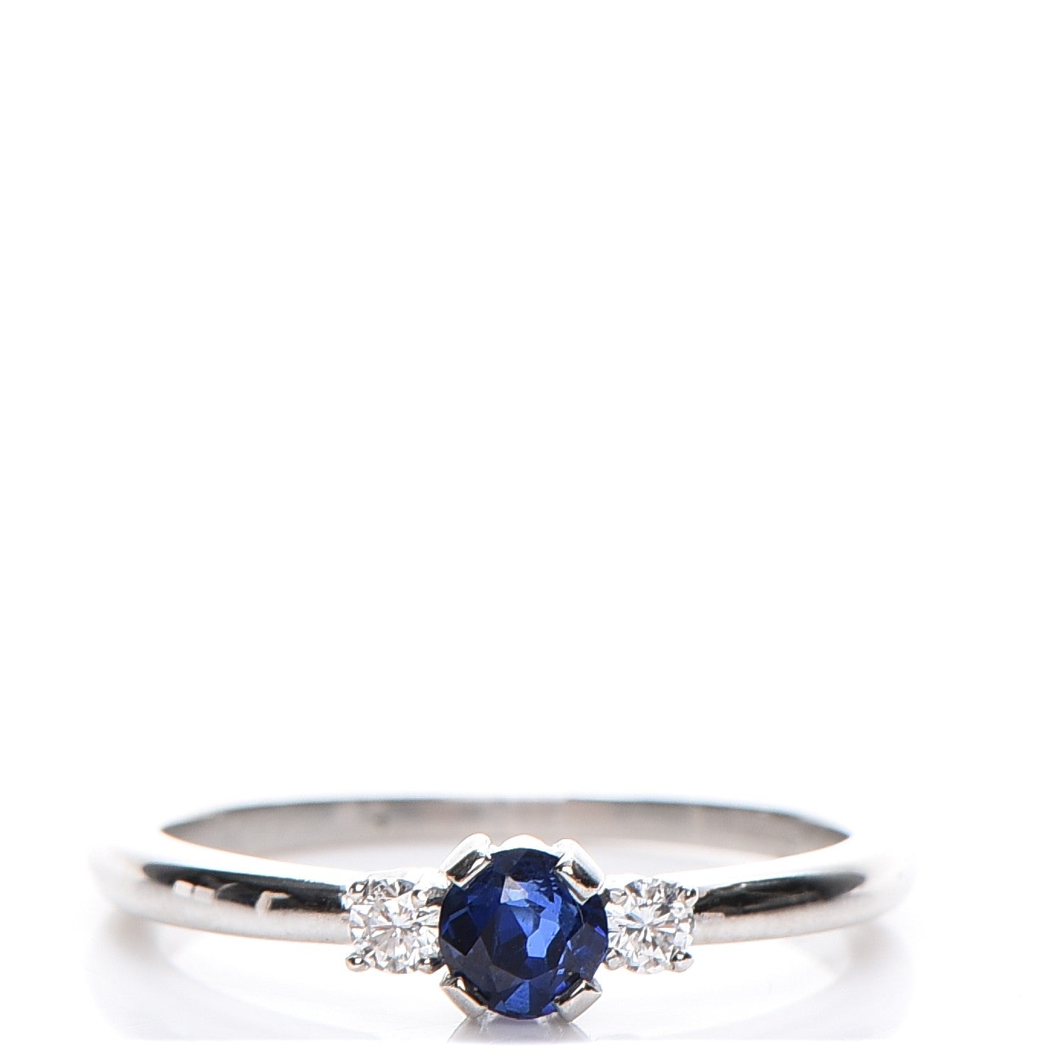 Tiffany Platinum Diamond Blue Sapphire Ring 7 1 of 5