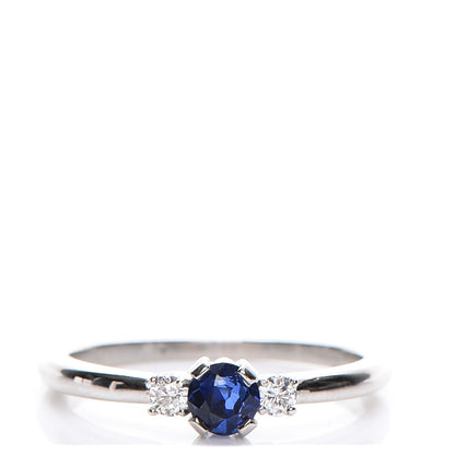 Tiffany Platinum Diamond Blue Sapphire Ring 7 1 of 5