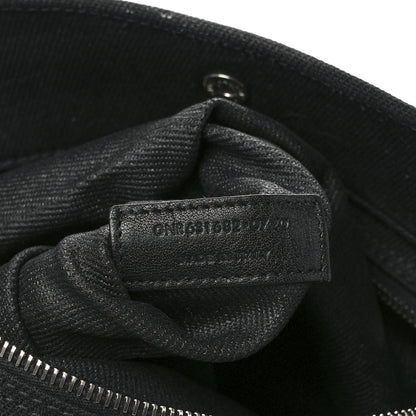 Saint Laurent Linen Calfskin Rive Gauche North South Tote Black 7 of 11