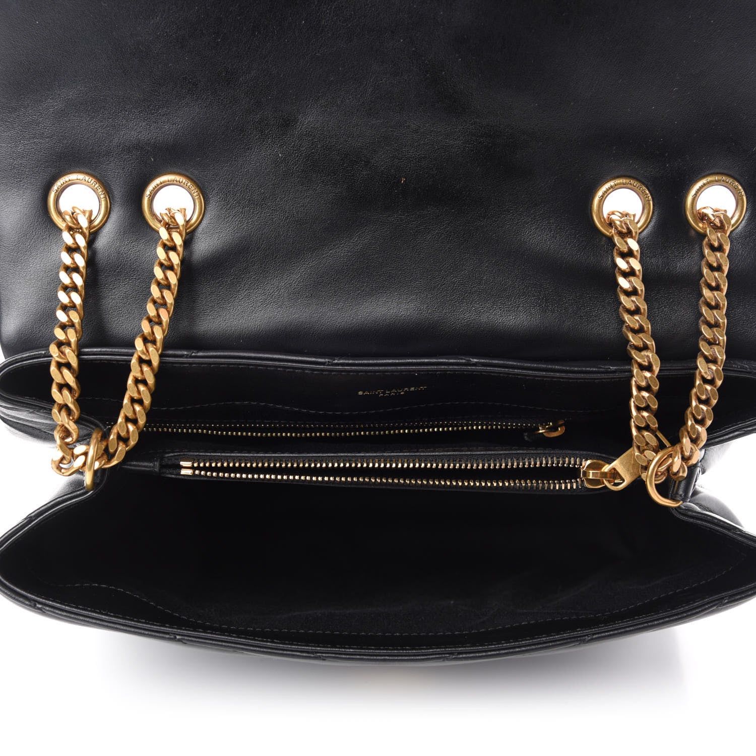 Saint Laurent Calfskin Y Quilted Monogram Medium Loulou Chain Satchel Black 6 of 15