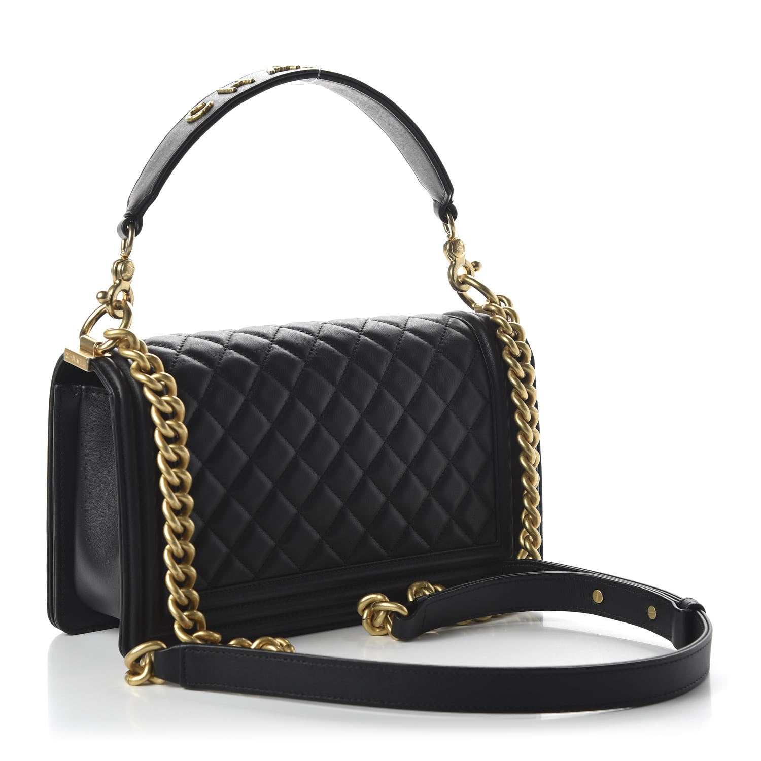Chanel Calfskin Medium Boy Logo Top Handle Flap Black 3 of 11