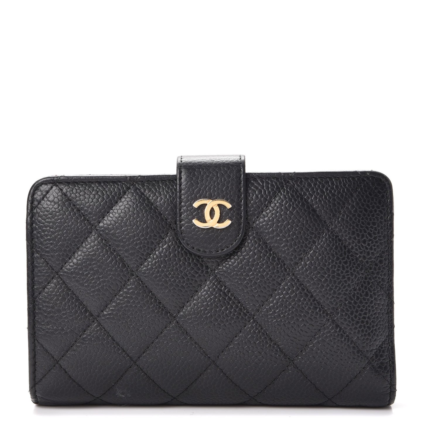 Caviar Quilted Zipped Pocket Wallet Black