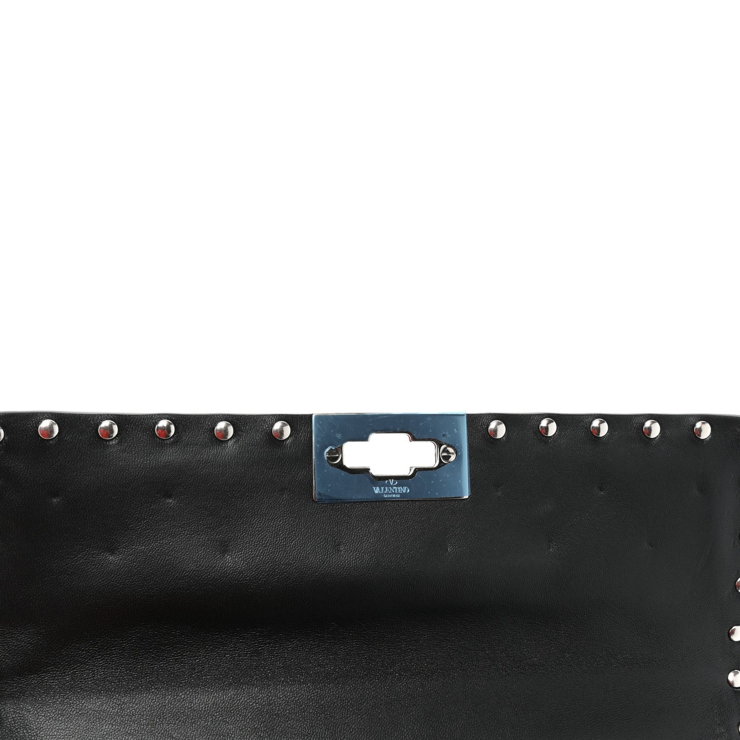 Metallic Nappa Medium Rockstud Spike Shoulder Bag Silver