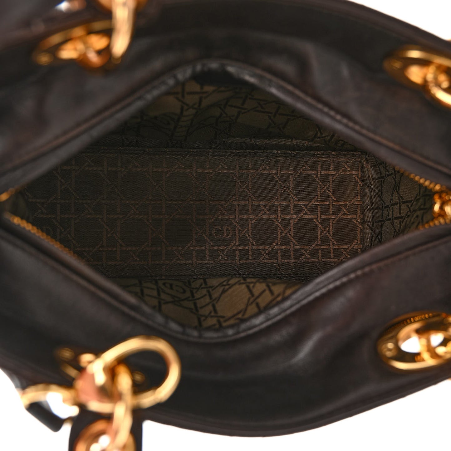 Lambskin Cannage Medium Lady Dior Dark Brown