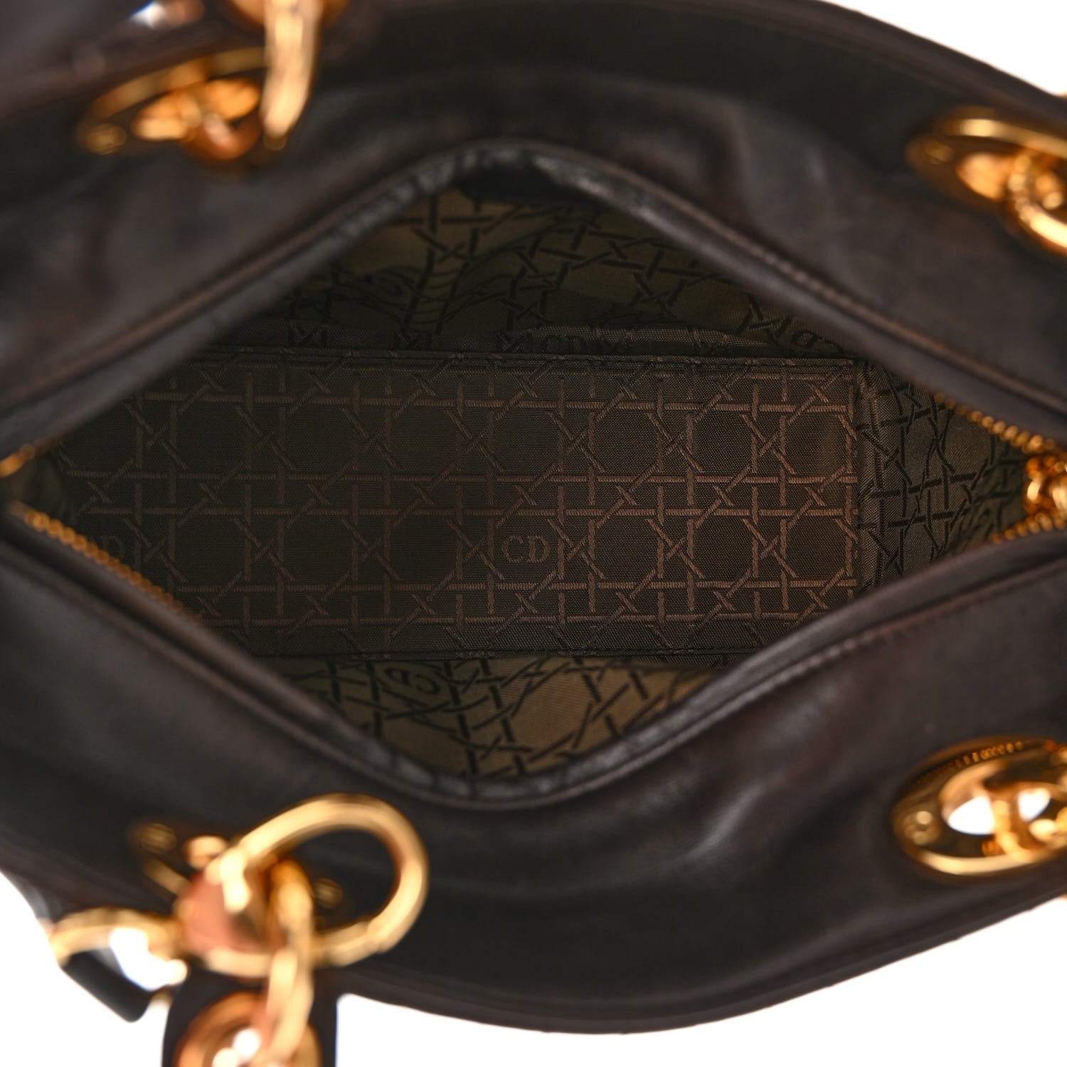 Christian Dior Lambskin Cannage Medium Lady Dior Dark Brown 5 of 9