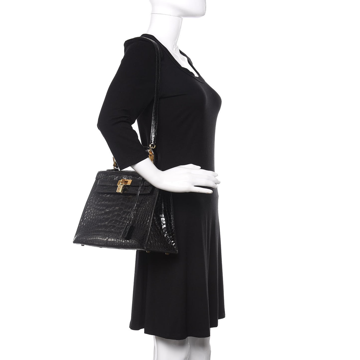 Shiny Crocodile Kelly Sellier 32 Black