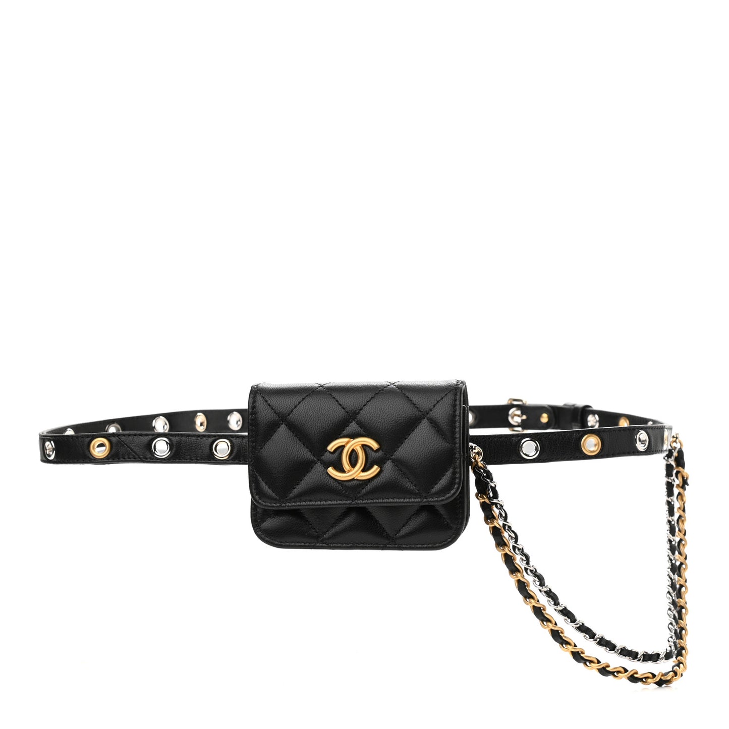 Goatskin Quilted Flap Waist Belt Bag