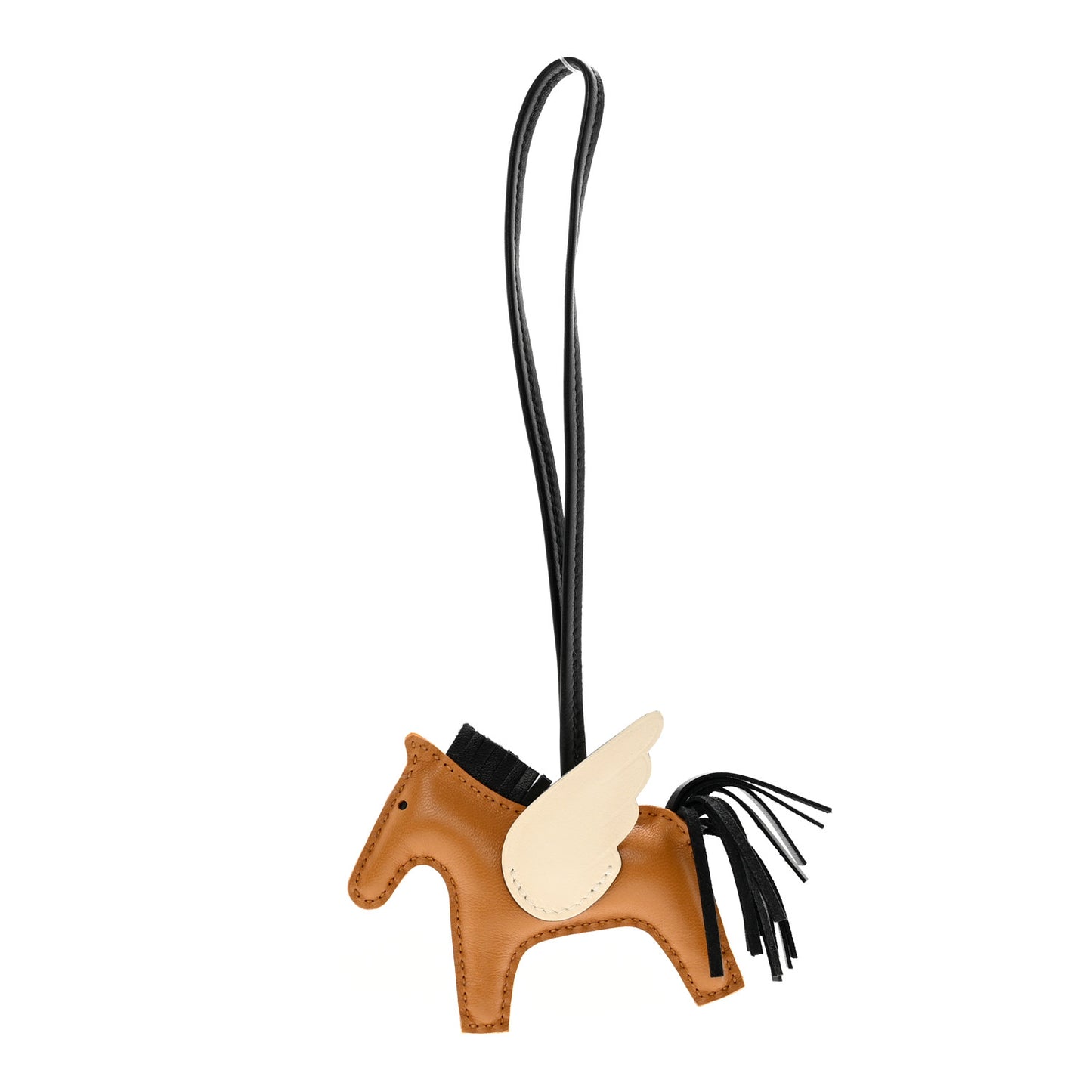 Milo Lambskin Grigri Rodeo Pegase Horse Bag Charm PM Sesame Black Nata
