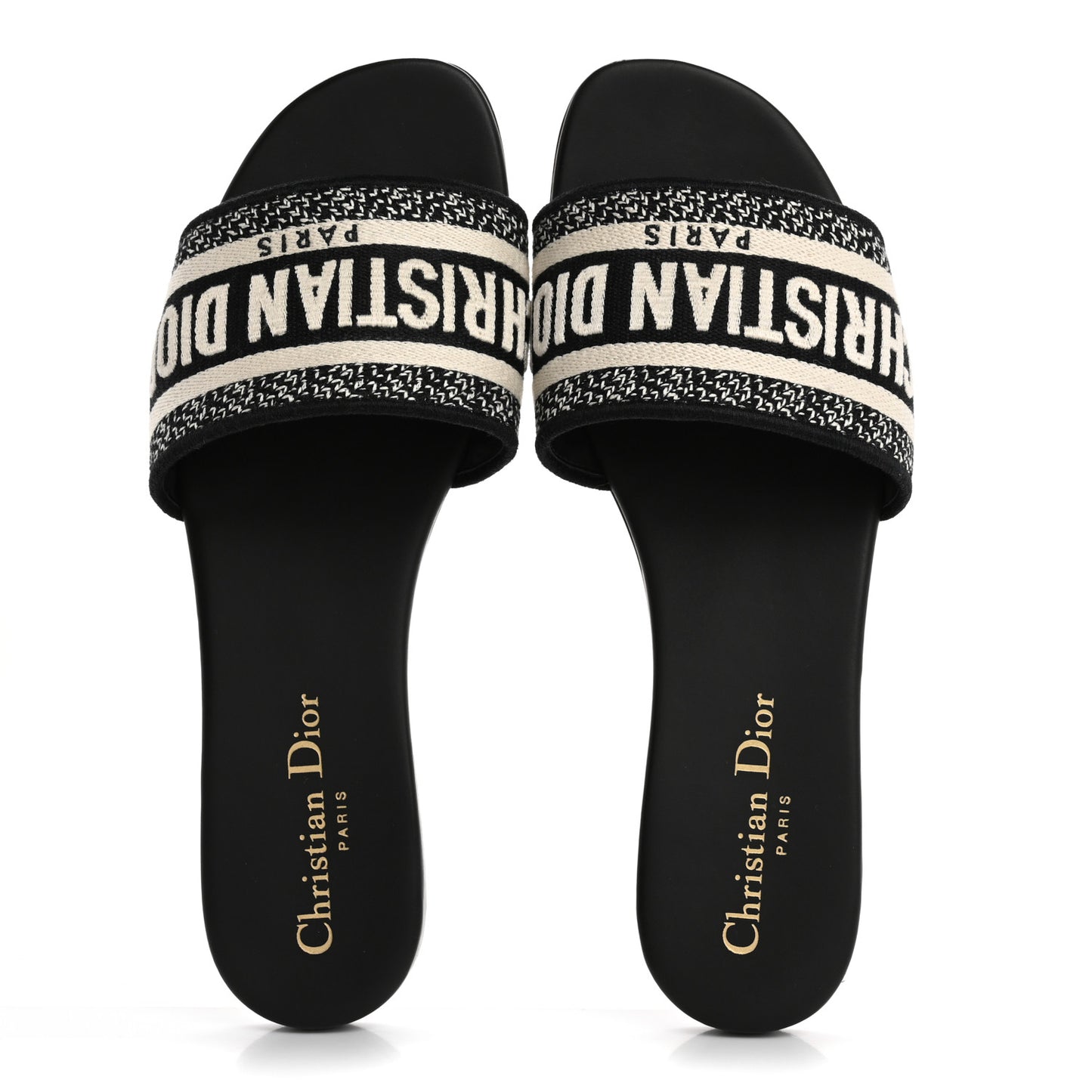 Canvas Embroidered Dway Mules Slide Sandals 37 Black