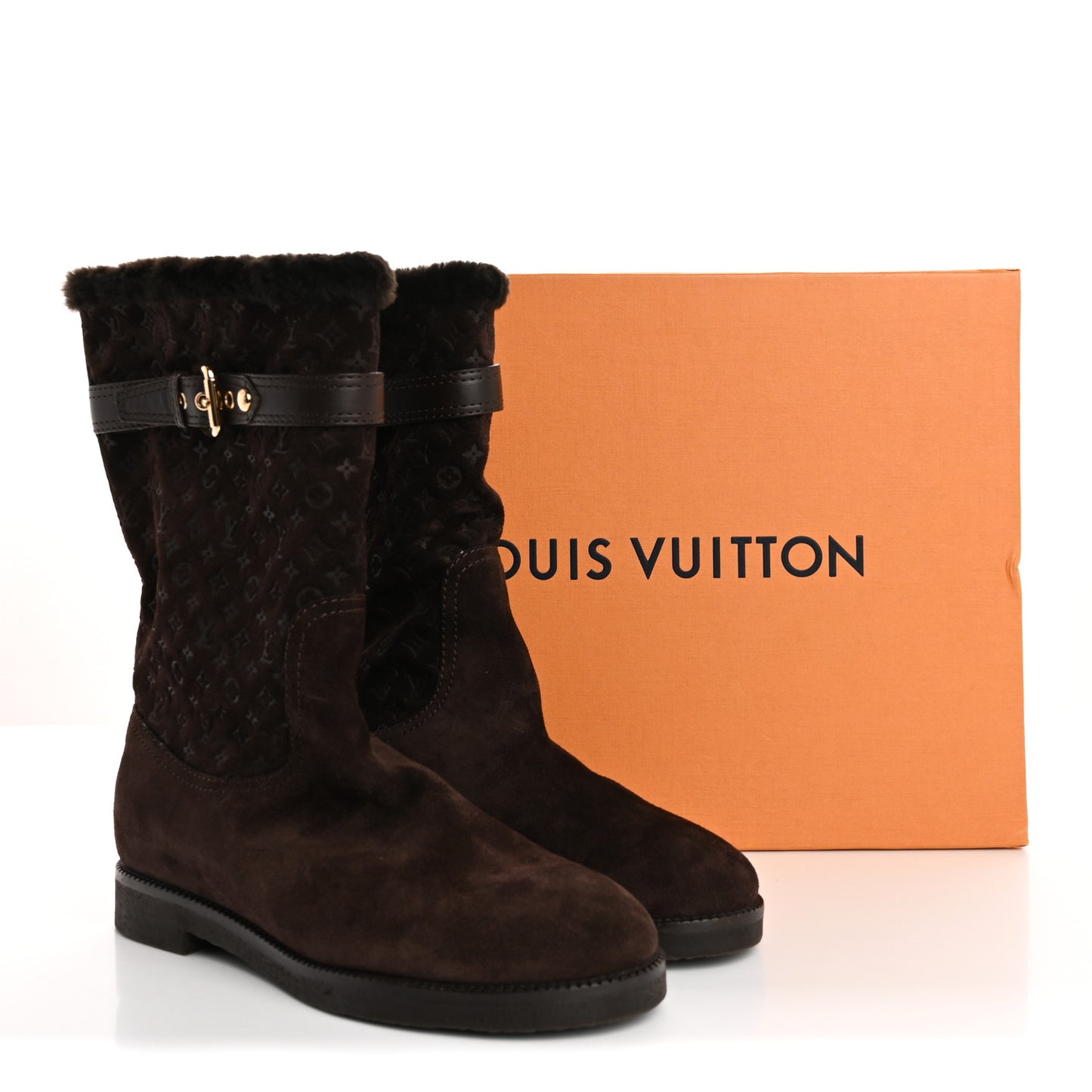 Suede Fur Wintry Boots 39 Brown