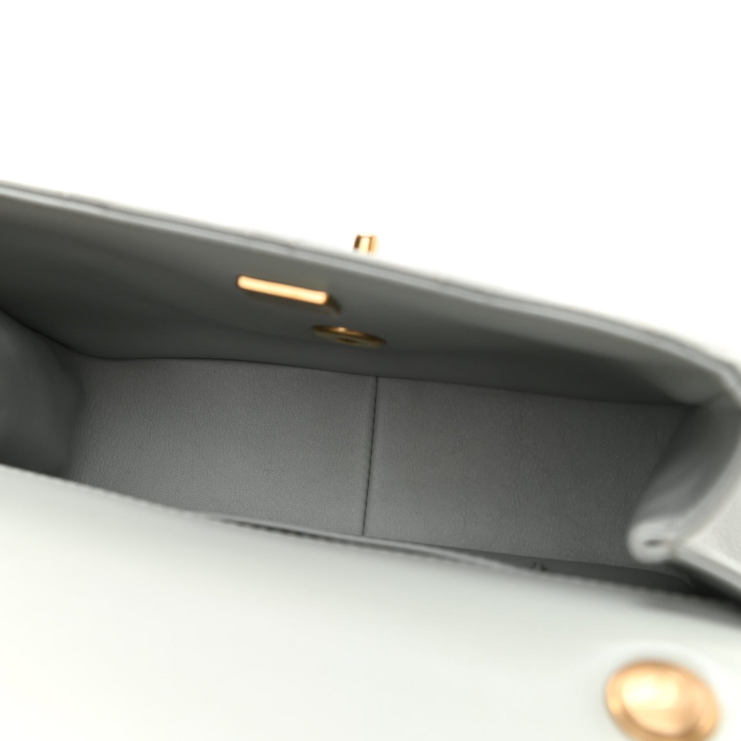 Lambskin Enamel Strass Quilted Mini Paris Monaco Flap Light Grey