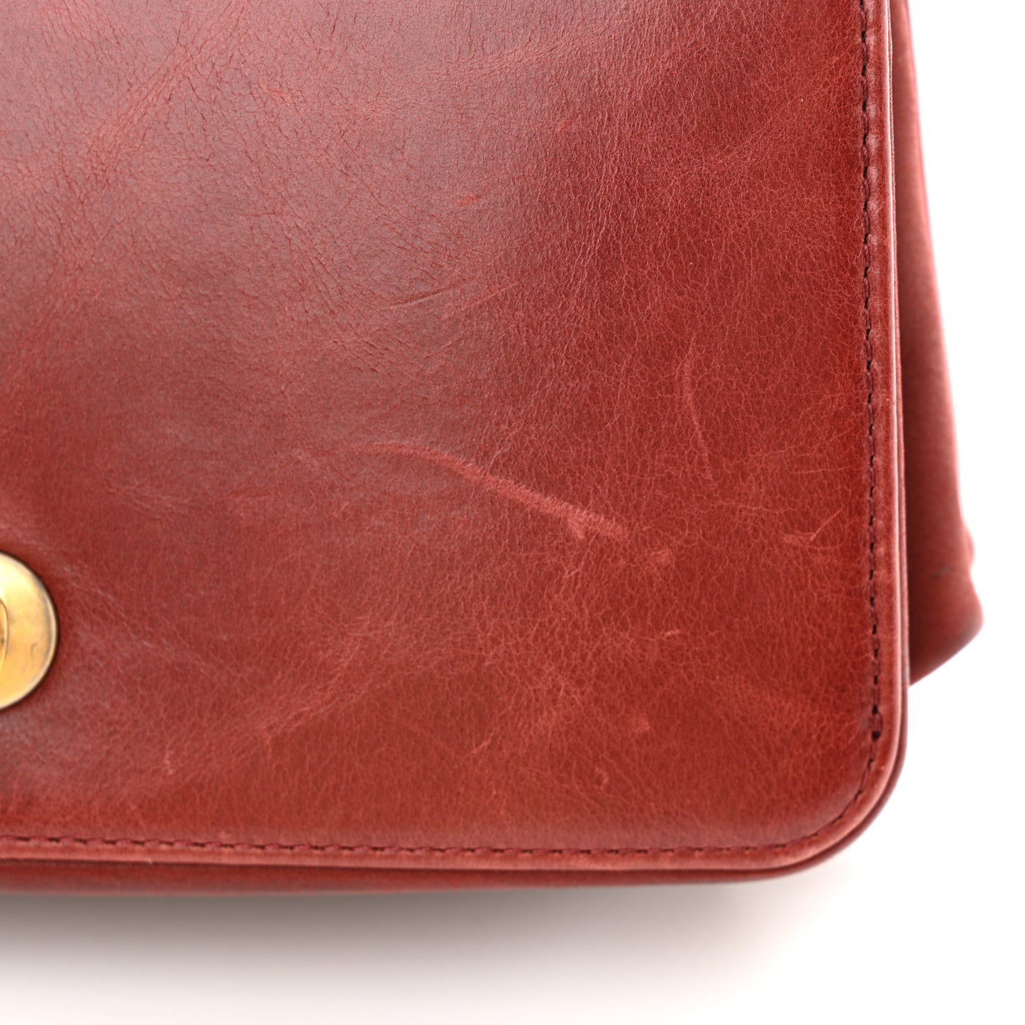 Iridescent Calfskin Quilted Mini Straight Lined Flap Red
