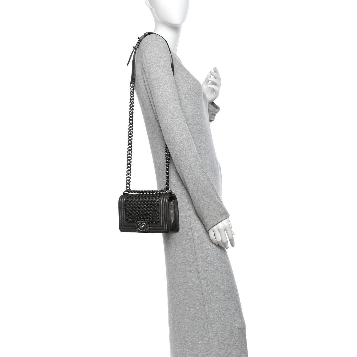 Chanel Goatskin Quilted Small Chain Mail Boy Flap Grey 2 of 13