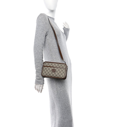 Gucci GG Supreme Monogram Azalea Calfskin Mini Retro Interlocking G Shoulder Bag Beige Ebony Brown Sugar 2 of 12