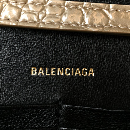 Balenciaga Metallic Calfskin Crocodile Embossed Hourglass Chain Bag Gold 5 of 10