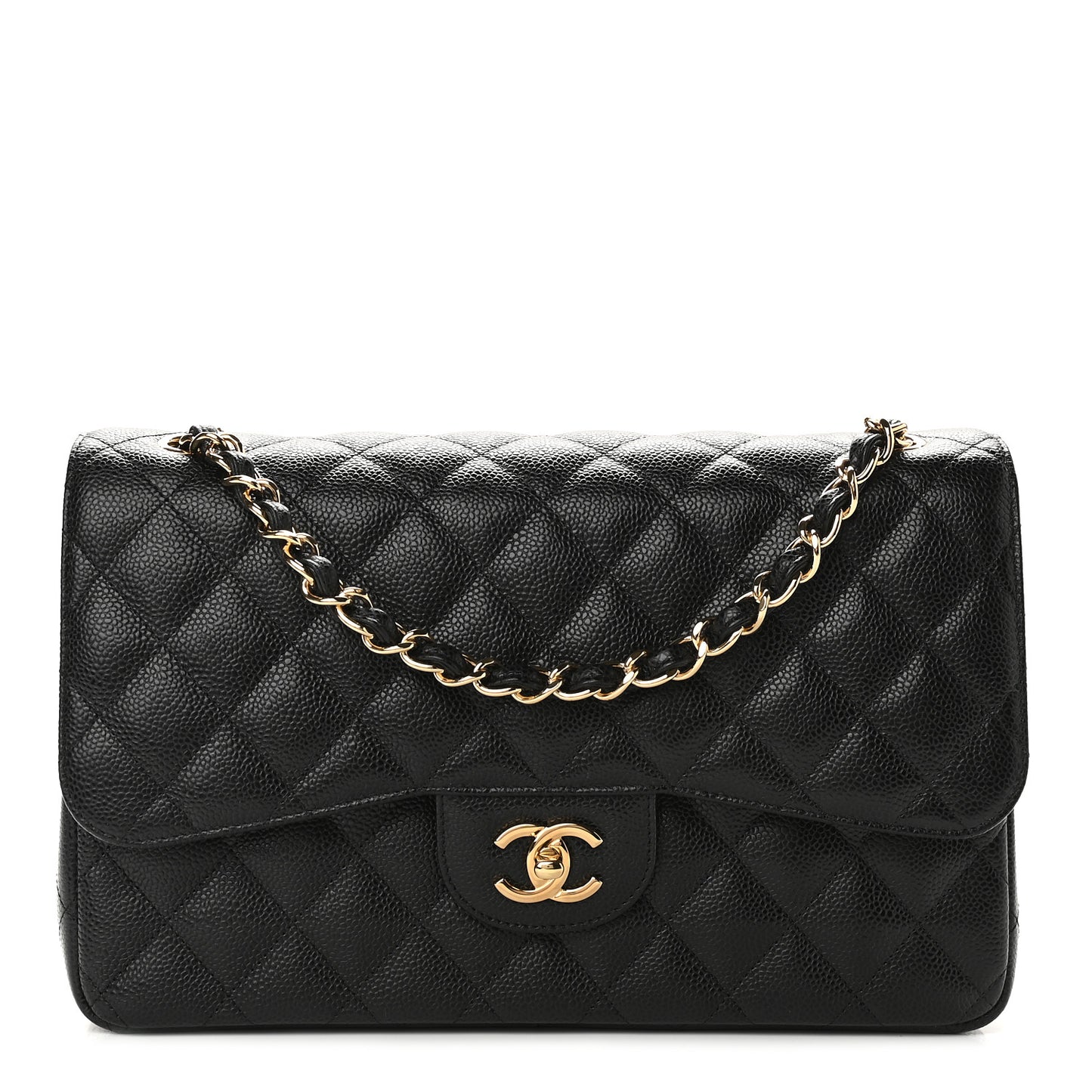 Caviar Quilted Jumbo Double Flap Black
