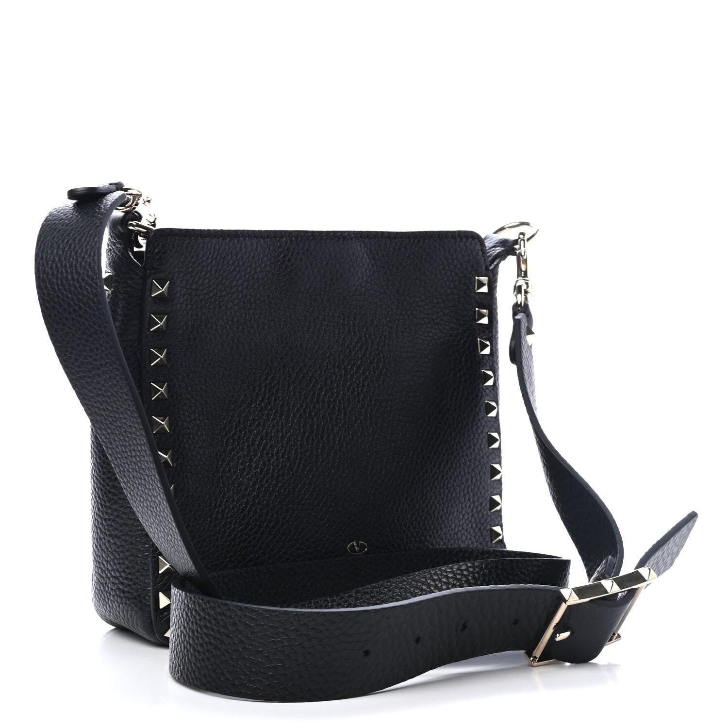 Valentino Garavani Pebbled Calfskin Mini Rockstud Flip-Lock Messenger Bag Black 2 of 4