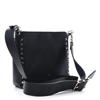 Valentino Garavani Pebbled Calfskin Mini Rockstud Flip-Lock Messenger Bag Black 2 of 4