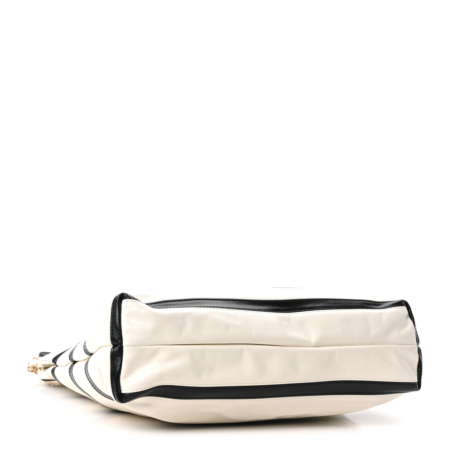 Shiny Calfskin Striped Small Chanel 22 Black White