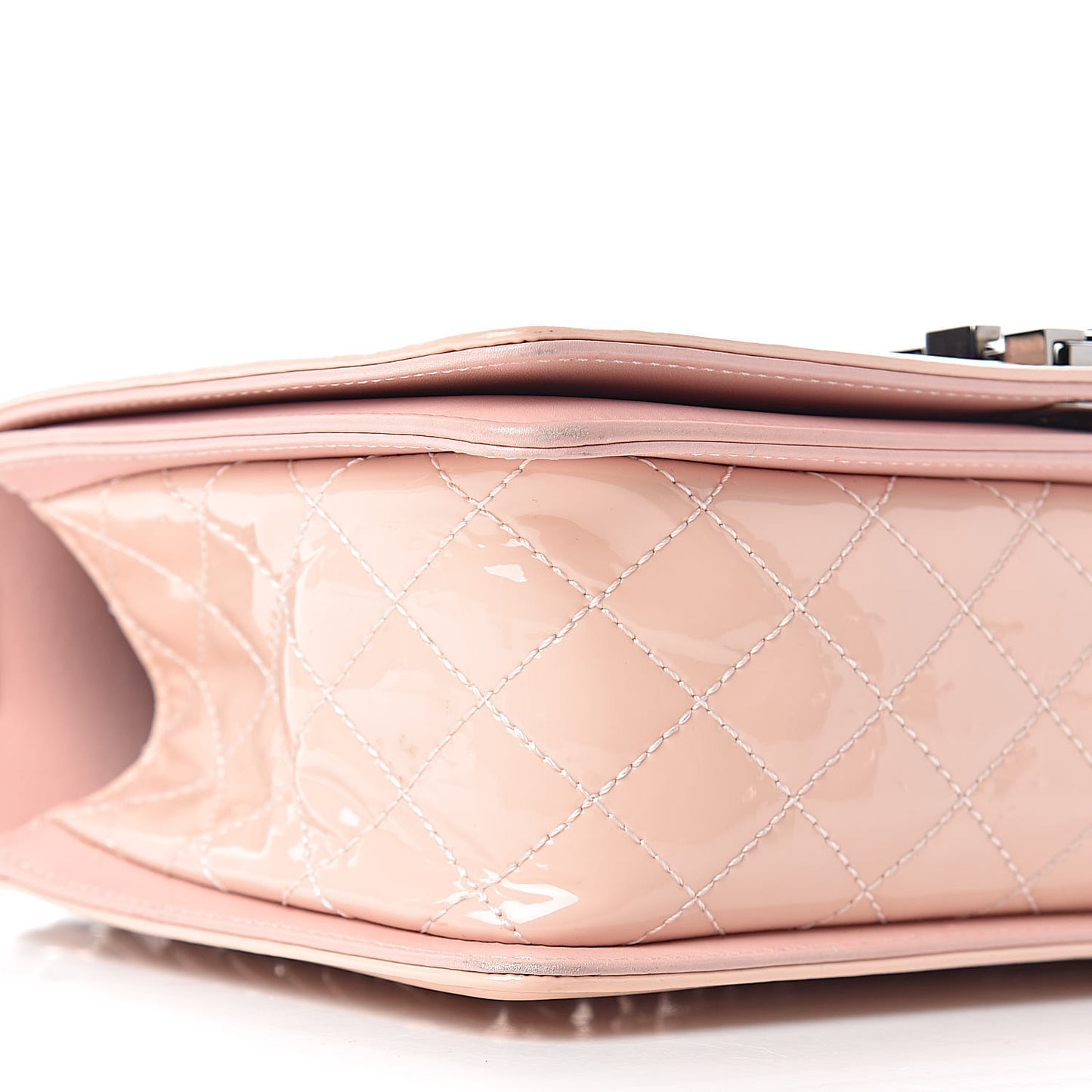 Patent Chevron Quilted Medium Boy Flap Light Pink