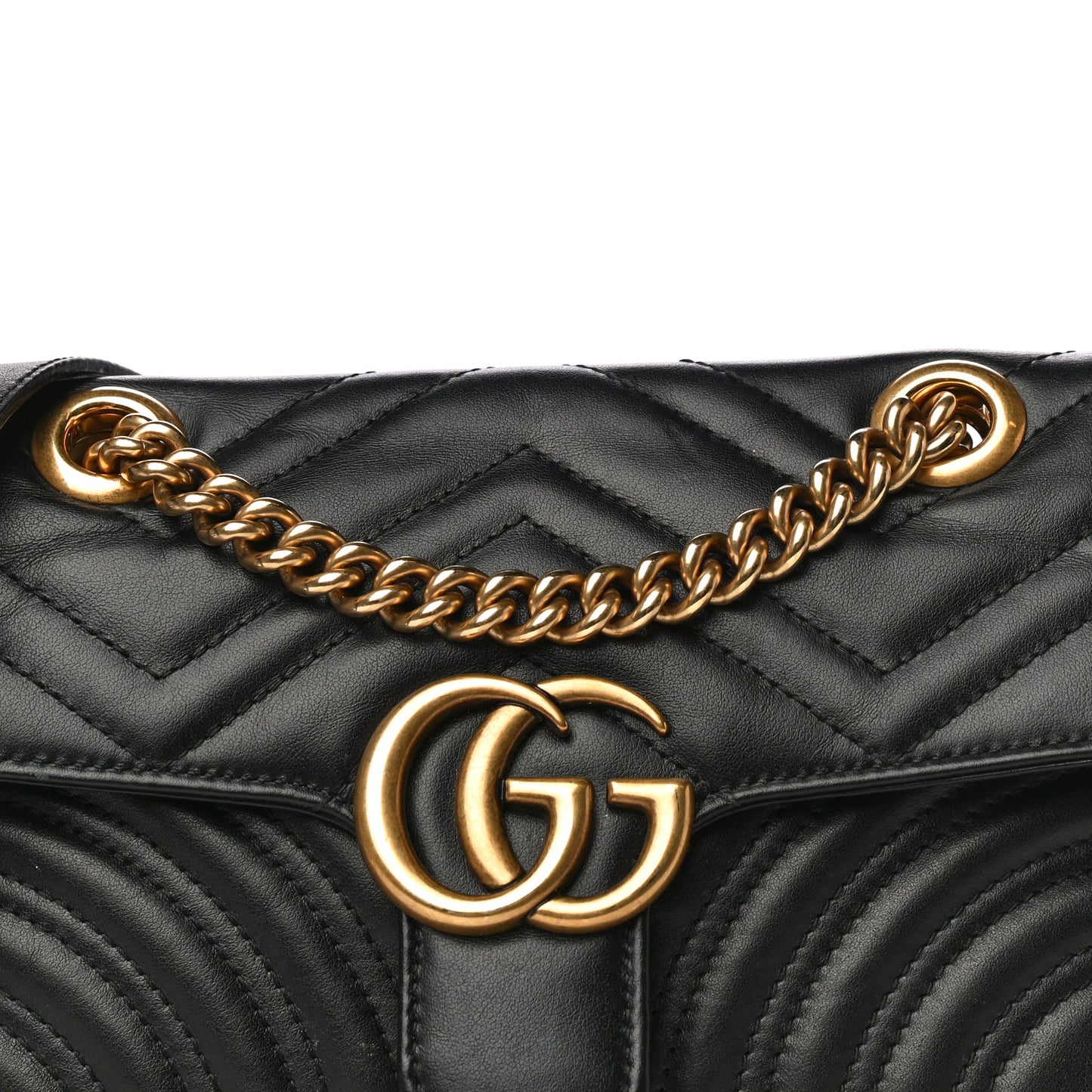 Calfskin Matelasse Mini GG Marmont Shoulder Bag Black